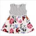 Children's skirt summer new small and medium-sized children's sleeveless striped rose dress