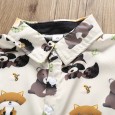 Children's clothing summer boy cartoon printed shirt solid color shorts two-piece set