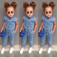 Spring and summer new products of children's one-piece suit denim jumpsuit
