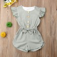 Children's clothing new summer baby boy flying sleeve shorts single-breasted bow jumpsuit