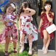 Summer new baby children's skirt word collar sling swallowtail floral skirt