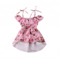 Summer new baby children's skirt word collar sling swallowtail floral skirt