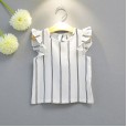 Girls New Summer Girls Sleeveless Striped Vest T-shirt Strap Shorts Girls Set