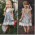 Girls halter flower fairy printed floral suspenders girls dress