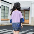Children's clothing autumn girl T-shirt seven-point sleeve sleeve round neck stitching in the big boy denim jacket tide