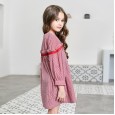 Children's clothing autumn clothing new girls dress long-sleeved striped middle-aged children's A-line skirt