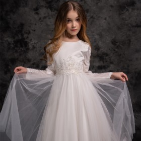 Children's clothing girl long-sleeved princess dress in the big boy performance piano flower girl mesh gown dress