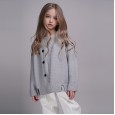Children's clothing knitted cardigan spring clothes new children's knitted jacket boys and girls gray wild sweater
