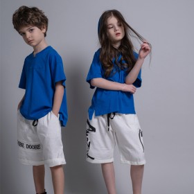 Boys and girls solid color T-shirt short-sleeved summer middle-aged boys and girls wear children's wild cotton T-shirt