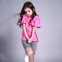 Summer new children's short-sleeved T-shirts boys and girls solid color wild t-shirts big boys knitted cotton shirts