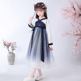 Children's Hanfu jacket skirt girls costume super fairy Chinese style clothing spring and summer new gradient dress