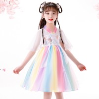 Girls Hanfu dress summer new children's clothing ancient style costumes big children elegant fairy princess skirt thin