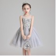 Children's clothing women's summer new children's dresses in the big children's mesh gauze skirt dress to host the performance