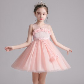 New girl summer style children's clothing princess style dress embroidered foreign fluffy mesh gown dress