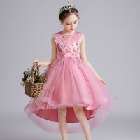 Children's clothing summer new girl dress summer round neck children's flower embroidered mesh vest skirt
