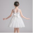 Girls dress embroidered flower dress white summer princess skirt cutout vest puffy mesh skirt show