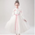 Chinese style princess skirt Hanfu skirt retro girl embroidery middle and big children dress net yarn show dress