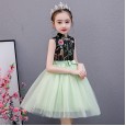 Girls skirt summer small and medium children's dress cheongsam puffy mesh gown skirt princess skirt embroidery dress