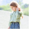 Spring new children's clothing retro polka dot printed long-sleeved shirt double lapel girl shirt