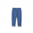 Spring new children's clothing children's jeans love cuffs loose straight girls jeans