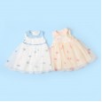 Summer new puffy princess dress children's clothing doll lapel cloud embroidered mesh girl dress