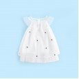 Summer new girl puffy princess dress children's clothing fungus lace white embroidered mesh dress