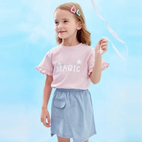 Summer new children's suits children's clothing fungus short sleeve short skirt girls suit