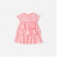 Summer new children's skirt children's clothing fresh plaid cake skirt short sleeve girls dress