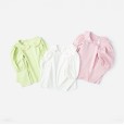 Spring new children's clothing children's T-shirt green fruit collar palace bubble sleeve love printing girls bottoming shirt