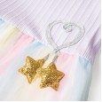 Summer new puffy princess skirt children's clothing fresh rainbow mesh girl dress