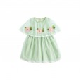 Summer new girl's dress children's clothing embroidery applique cape fantasy mesh princess dress