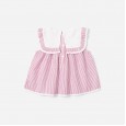 Summer new sleeveless shirt children's clothing fungus lace lapel silver silk shiny fruit striped small shirt