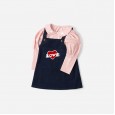 Spring new children's clothing love pocket girls denim strap dress