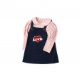 Spring new children's clothing love pocket girls denim strap dress