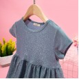Summer new princess dress children's clothing shiny knitted big skirt girl dress