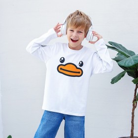 Little yellow duck children's clothing spring and autumn children's long-sleeved bottoming shirt boys and girls knitted round neck long T thin section