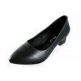 Work shoes women black leather pointed toe professional leather shoes comfortable and versatile thick heel shoes 003