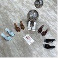 Spring and summer catwalk rhombic bread design fashion sandals simple square head high-heeled slippers 979-5