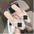 Fashion square head spring wild small square head thick heel with shallow mouth half dragging lazy OL dress women's shoes
