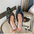 Fashion early spring new product slippers wild sequins beaded OL low heel wedding women's shoes half drag