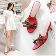 OL women's semi-slip slippers dress shoes with the word Huahua in the new catwalk