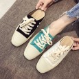 Flat bottom fashion street wearing small white shoes female students new lazy half slippers wearing wild tide