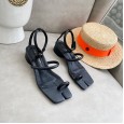 Fashion split-toe sandals trotters wild one-line buckle chunky heel women's shoes 961-2