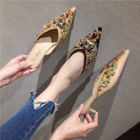 Pointed semi-slipper women's new fashion Baotou Mueller shoes Baotou thin with lazy tow
