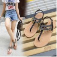 Summer Roman flat bottom color matching beaded clip toe tide female sandals female 35-40