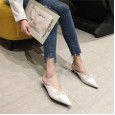 Spring fashion bow tie thin heeled lazy half dragged middle heel OL trendy women's shoes