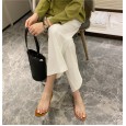 Spring and summer Rome new transparent glass glue is white and thin and comfortable vacation beach slippers have a large size of 40