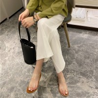 Spring and summer Rome new transparent glass glue is white and thin and comfortable vacation beach slippers have a large size of 40