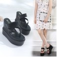 Summer new clip toe slope with thick bottom waterproof platform beach muffin sandals and slippers 921-5