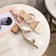 New fashion square head women's sandals thick with round with wild OL tide half drag word shoes